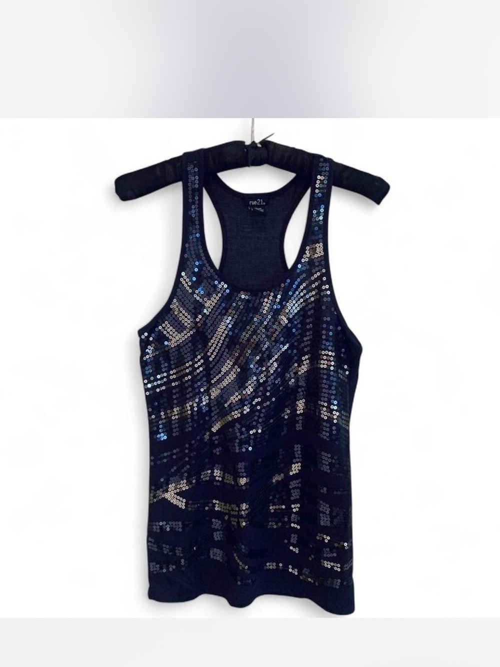 Sparkly Rue21 Black Sequin Racerback camisole  Top size M